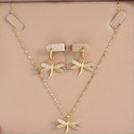 Gold Dragonfly Jewellery Necklace with Bonus Earrings