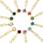 Dainty Birthstone Necklace with Beaded Chain