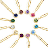 Dainty Birthstone Necklace with Beaded Chain