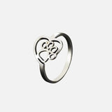 Gold-Tone Paw & Heart Ring – Stainless Steel Jewellery for Pet Lovers