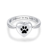Love Heart Paw Print Urn Ring – Pet Memorial Cremation Jewellery