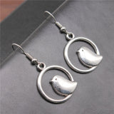 Vintage Bird Charm Drop Earrings – Handmade Boho Jewellery