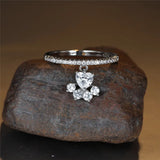 Vintage Cat Paw & Heart Stone Ring – Gold & Silver Tone