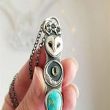Turquoise Owl Wisdom Bar Necklace