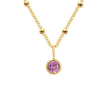 Dainty Birthstone Necklace with Beaded Chain