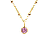 Dainty Birthstone Necklace with Beaded Chain