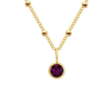Dainty Birthstone Necklace with Beaded Chain