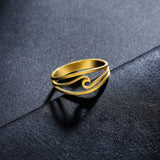 Ocean Wave Ring in Gold