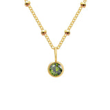 Dainty Birthstone Necklace with Beaded Chain