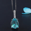 Sterling Silver Water Drop Blue Pendant Necklace