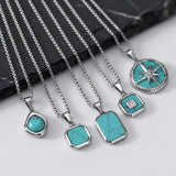 Turquoise Stone Pendant Necklace Set
