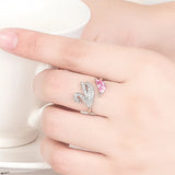 Swan Crystal Ring - Adjustable Rose Gold