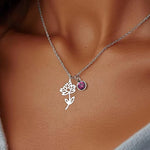 Birthstone Birth Flower Necklace Personalised