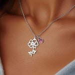 Birthstone Birth Flower Necklace Personalised