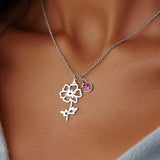 Birthstone Birth Flower Necklace Personalised