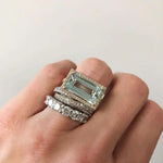 Vintage Silver Turquoise Glass Ring Set