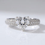 Heart Diamond Silver Pavé Ring