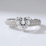 Heart Diamond Silver Pavé Ring