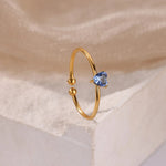 Birthstone Ring Titanium Steel Plated 18K Open Adjustable Gold