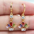 Vintage Colourful Lotus Glass Earrings
