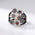 Colourful Enamel Flower Garden Ring