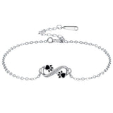 Infinite Symbol Pendant Pet Paw Bracelet with Zirconia
