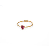 Birthstone Ring Titanium Steel Plated 18K Open Adjustable Gold