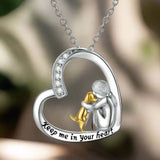925 Sterling Silver Necklace – Heart & Dog Design with Zirconia