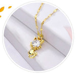 Gold Plated Cat Necklace with Zircon