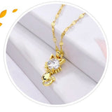 Gold Plated Cat Necklace with Zircon