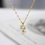 Gold Plated Cat Necklace with Zircon