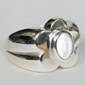 Vintage Flower Pearl Silver Ring