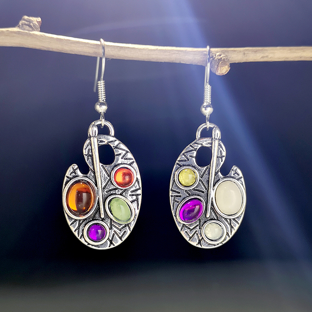 Vintage Colourful Crystals Earrings