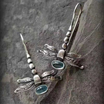 Vintage Dragonfly Silver Earrings