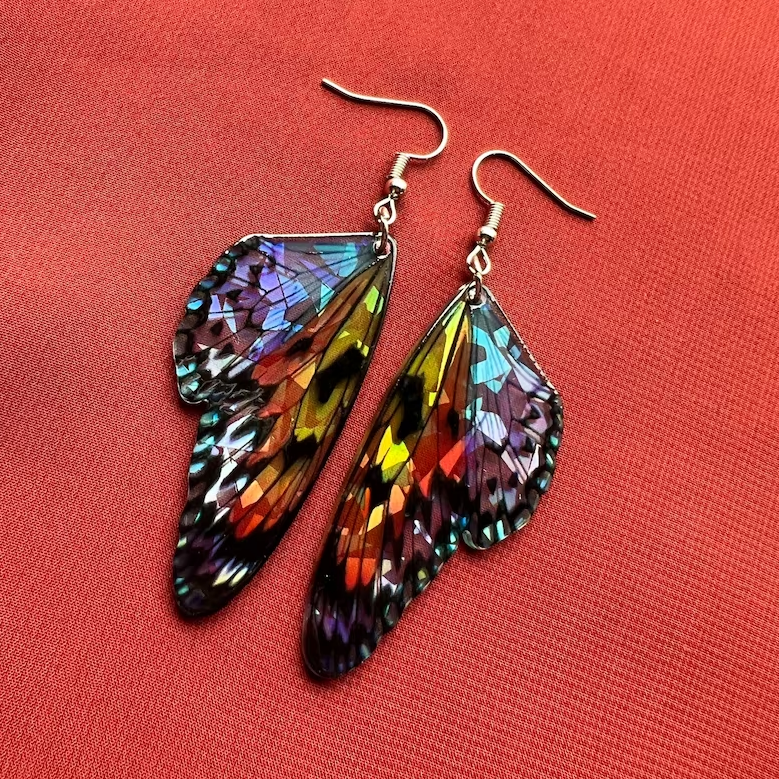 Vintage Butterfly Colourful Wings Earrings