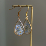Vintage Blue Flower Crystal Drop Earrings