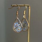 Vintage Blue Flower Crystal Drop Earrings