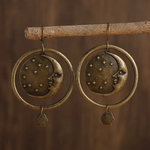 Vintage Golden Moon Night Earrings