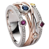 Vintage Colourful Hollow Zirconia Ring