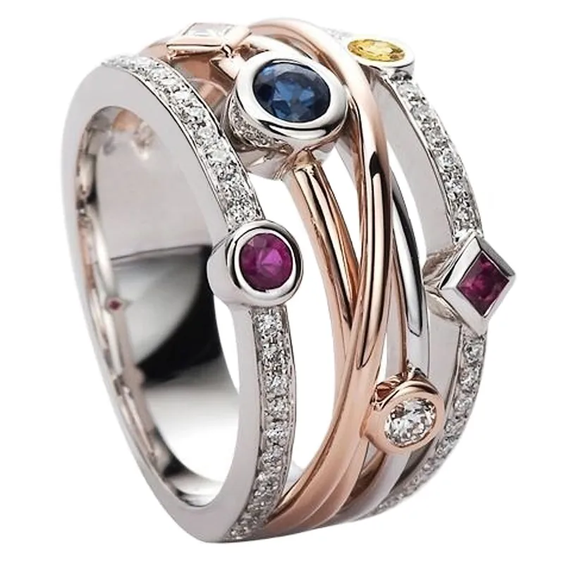 Vintage Colourful Hollow Zirconia Ring