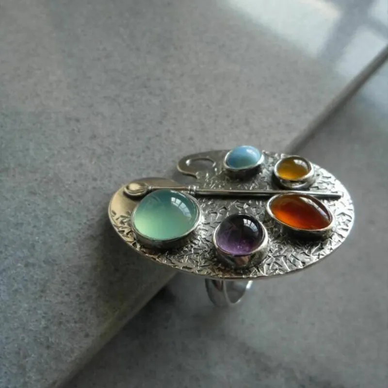 Vintage Colourful Painting Palette Ring