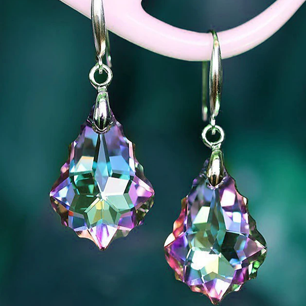 Vintage Colourful Dangling Crystal Earrings