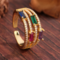 Vintage Gold & Colourful Crystals Ring