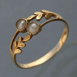 Vintage Golden Double Moonstone Ring