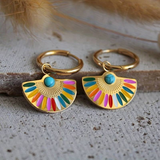 Vintage Colourful Gold Earrings