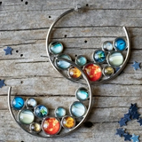 Vintage Colourful Circle Inlaid Stone Earrings