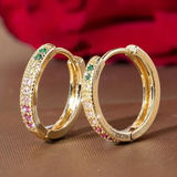Vintage Colourful Zirconia Hoop Earrings