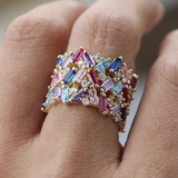 Vintage Colourful Inlaid Crystals Ring
