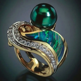 Vintage Green Pearl Zirconia Ring