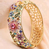 Vintage Golden Colourful Crystal Hollow Ring